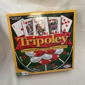 NEW SEALED- Tripoley Deluxe Mat– Michigan Rummy, Hearts & Poker Game Cards